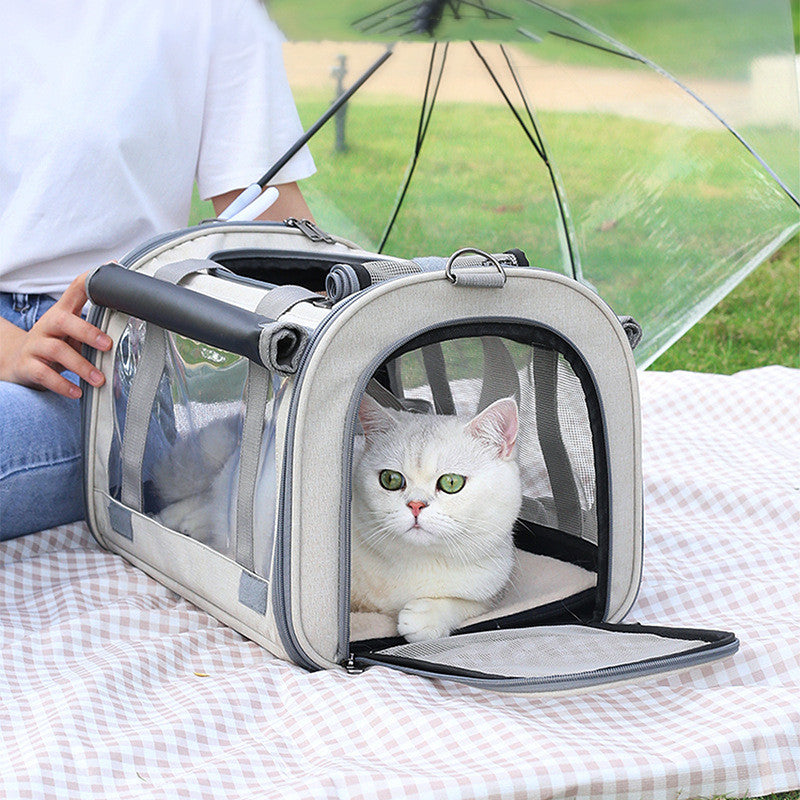 MaxandFriendsPets Transparent Breathable Foldable Outdoor Pet Bag