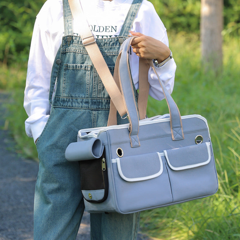 MaxandFriendsPets Outdoor Breathable Canvas Portable Pet Bag