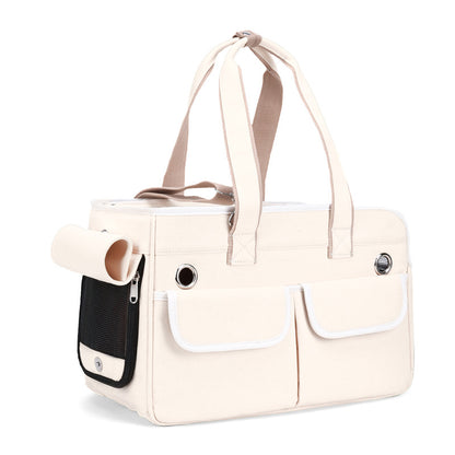MaxandFriendsPets Outdoor Breathable Canvas Portable Pet Bag