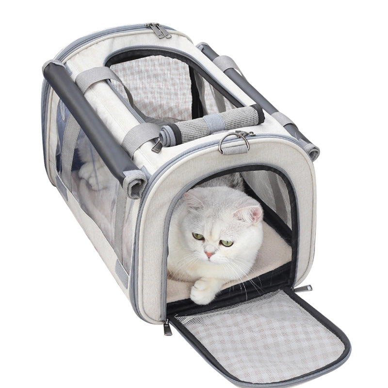 MaxandFriendsPets Transparent Breathable Foldable Outdoor Pet Bag